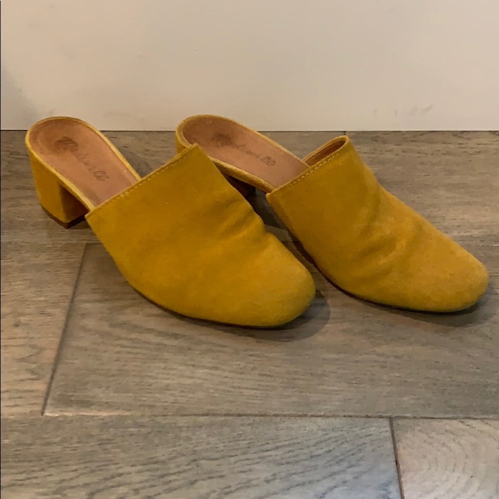 Madewell Walker Mules in Mustard